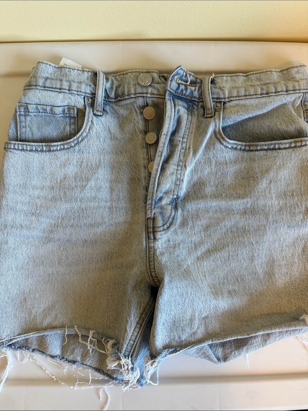 PacSun Light Blue High-Rise Button-Fly Jean Shorts